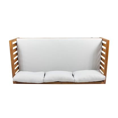 Claremont 3 Seater Daybed teak acacia wood frame with white water resistant cushions on Tampa Home & Garden Store
