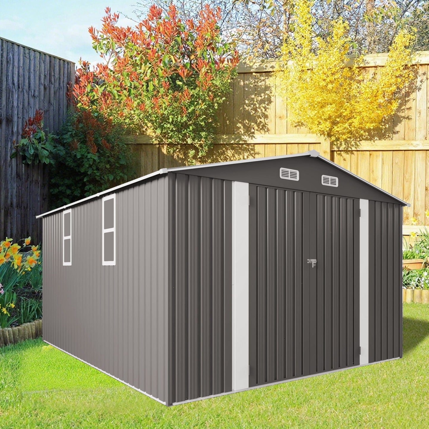Outdoor Metal Storage Shed With Lockable Doors