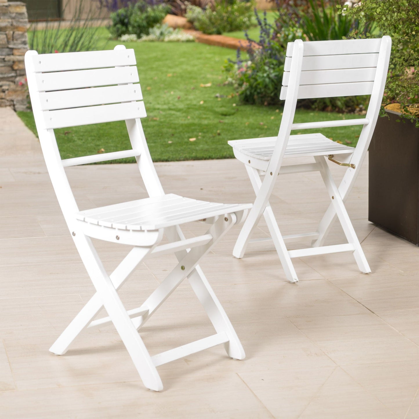 Outdoor Foldable Wood Dining Chair Set of Two