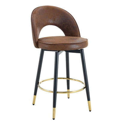 Upholstered Rotatable Bar Chair with Metal Legs