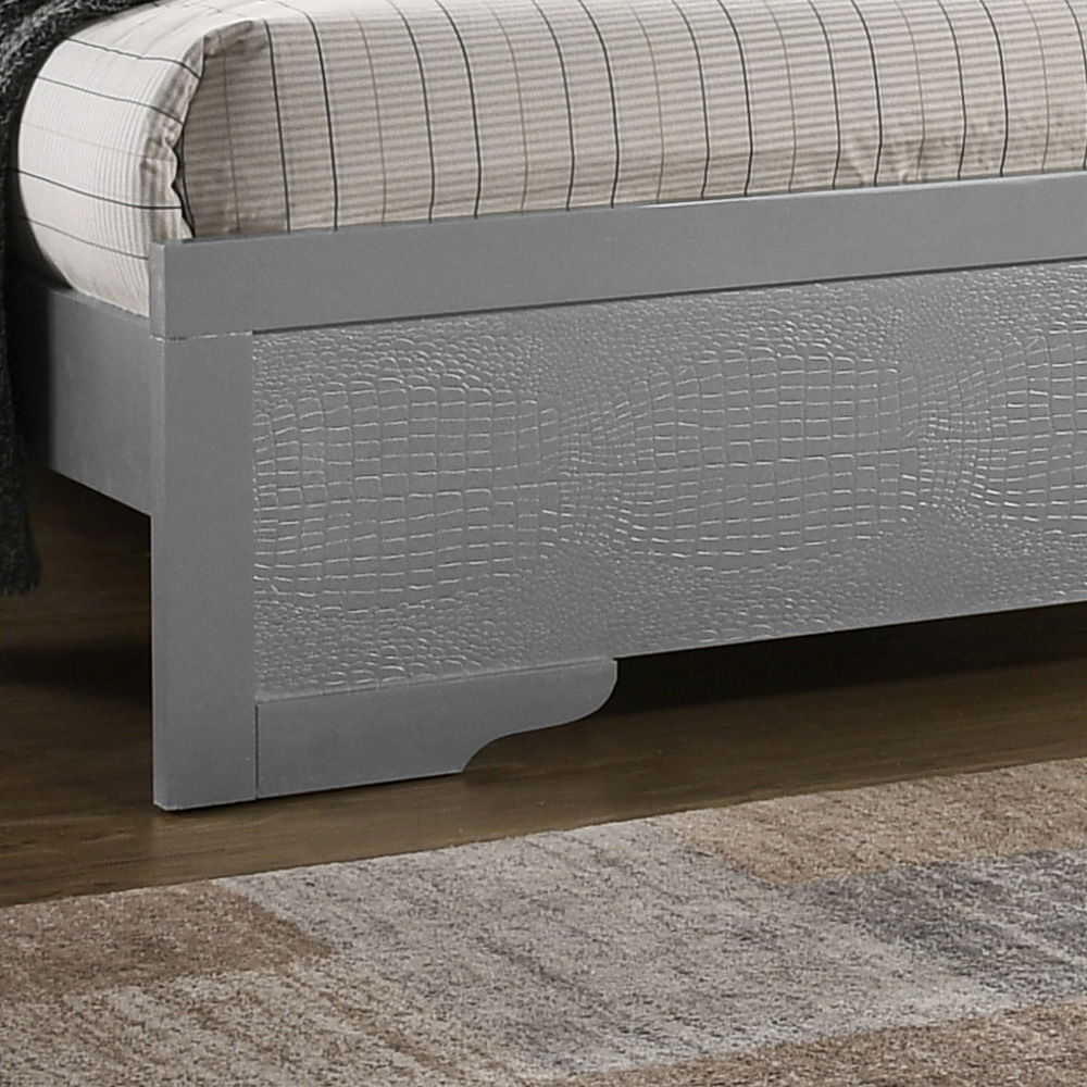 Transitional Tufted Bed and Textured Footboard