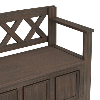 Amherst Handcrafted Entryway Bench in brown wood with crisscross back Unique Piece Furniture on Tampa Home & Garden Store