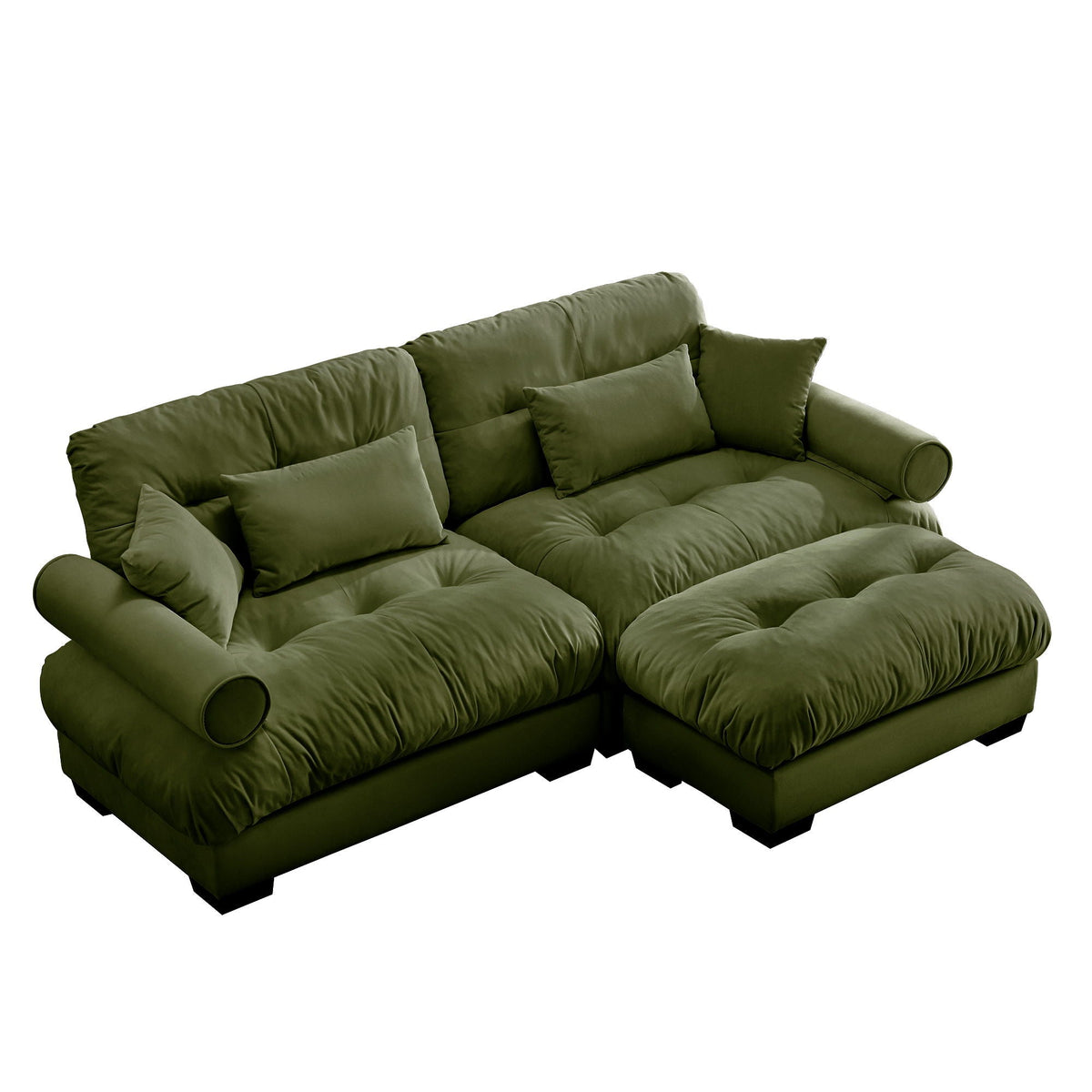 HouseOfZazla oversized modular sectional sofa with movable ottoman in olive green, 2-piece set on Tampa Home & Garden Store