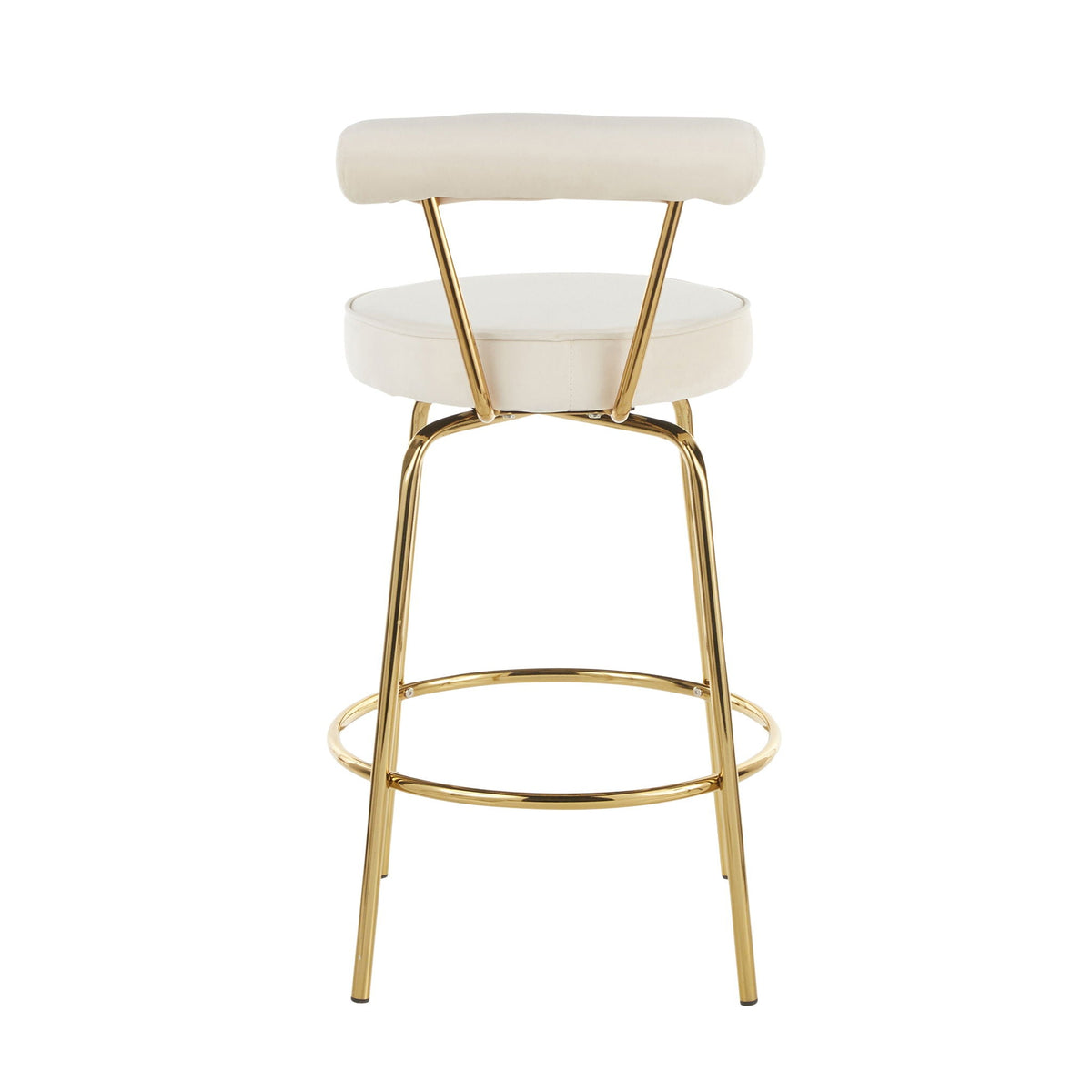 Glam counter stool with swivel seat, cream upholstery, gold metal frame, set of 2 HouseOfZazla on Tampa Home & Garden Store