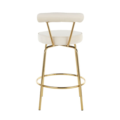 Glam counter stool with swivel seat, cream upholstery, gold metal frame, set of 2 HouseOfZazla on Tampa Home & Garden Store