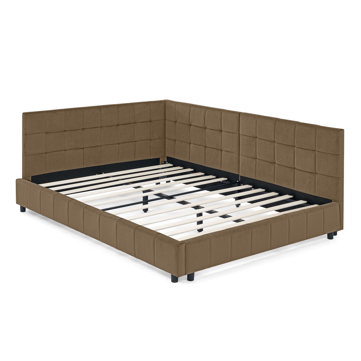 Elegant Upholstered Bed Frame And Armrests