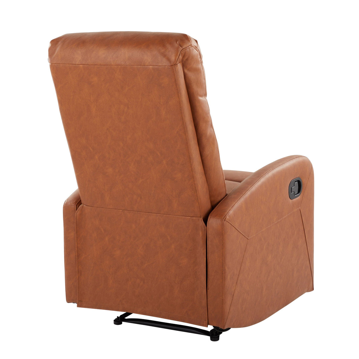 Dormi contemporary recliner chair in brown leather with a black metal base on Tampa Home & Garden Store