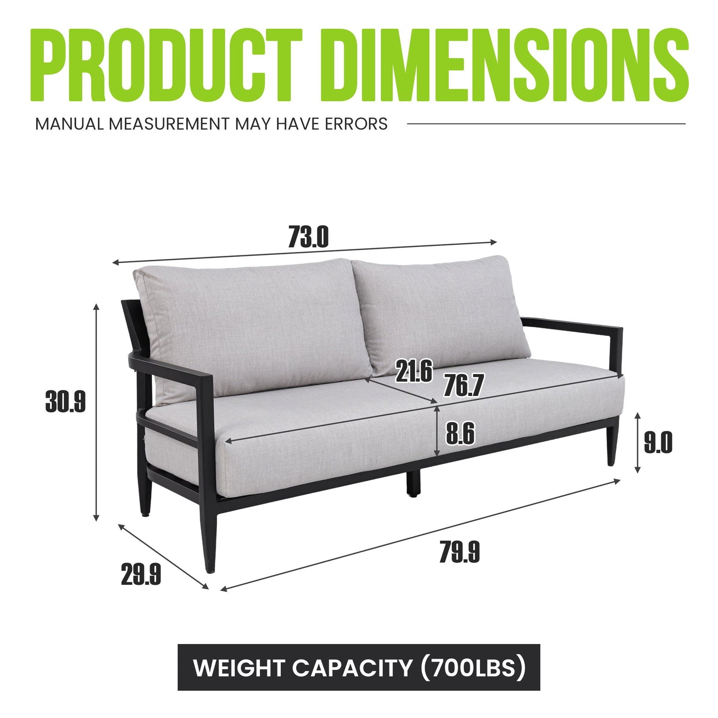 All Aluminum Outdoor Bench And Black Cushion