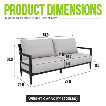 All Aluminum Outdoor Bench And Black Cushion