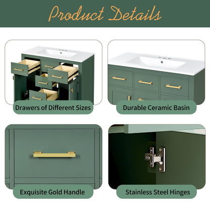 Bathroom vanity with sink by Unique Piece Furniture green cabinet 4 drawers gold handles on Tampa Home & Garden Store
Bathroom vanity with sink by Unique Piece Furniture green with ceramic basin gold handles on Tampa Home & Garden Store