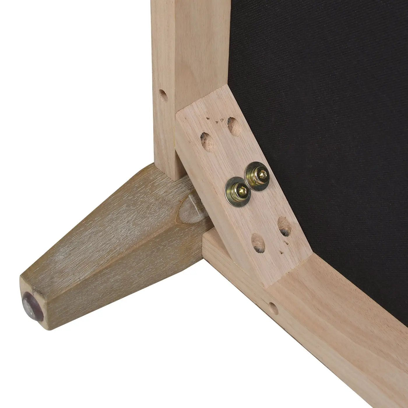 Knox Modern Farmhouse Arm Chair wooden frame with bolts and black fabric upholstery on Tampa Home & Garden Store