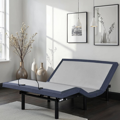 Full adjustable bed base by HouseOfZazla with head and foot adjustments, black frame on Tampa Home & Garden Store