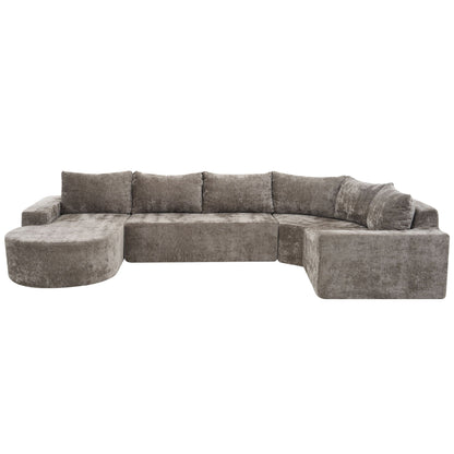 Modular cloud sectional sofa set HouseOfZazla U-shaped with deep seats and round ottoman on Tampa Home & Garden Store