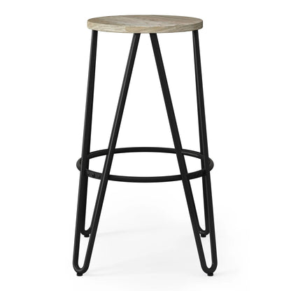 Simeon Multifunctional Metal Stool with Wood Seat