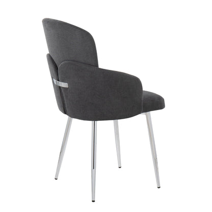 Contemporary dining chair upholstered in dark gray fabric with chrome legs HouseOfZazla on Tampa Home & Garden Store