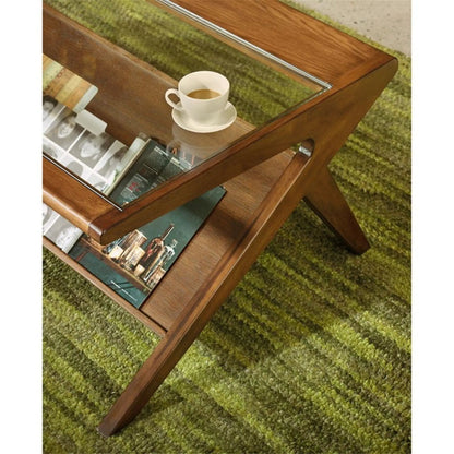 Coffee Table With Tempered Glass Top Walnut