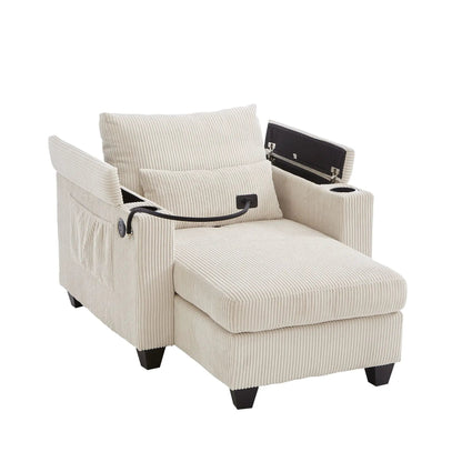Convertible Chaise Lounge Chair With USB Ports