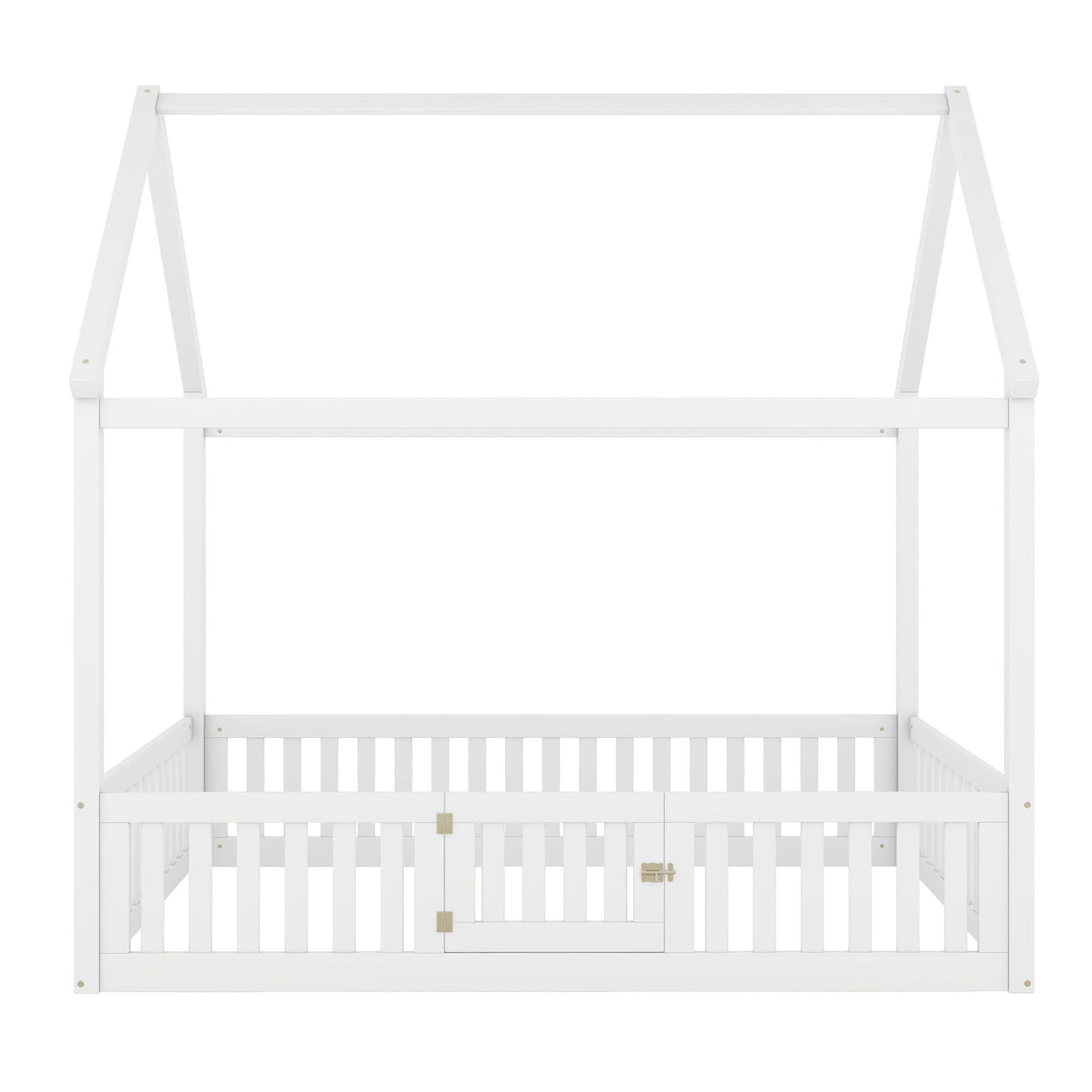 Wood House Bed With Fence And Door white frame with fence panels HouseOfZazla platform bed on Tampa Home & Garden Store