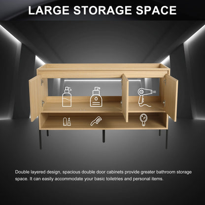 Freestanding bathroom vanity light brown wood with soft-close cabinet doors HouseOfZazla on Tampa Home & Garden Store
