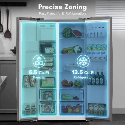 Réfrigérateur encastrable côte à côte de 91 cm (36 po) et de 566 litres (20,01 pi³) avec congélateur et machine à glaçons inclus 