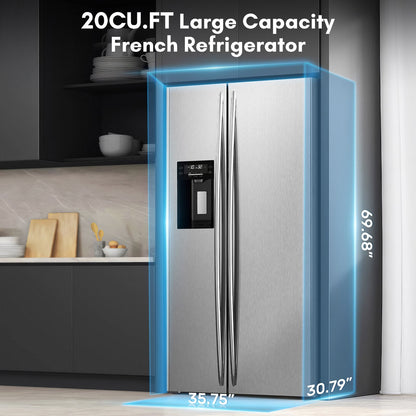 Réfrigérateur encastrable côte à côte de 91 cm (36 po) et de 566 litres (20,01 pi³) avec congélateur et machine à glaçons inclus 