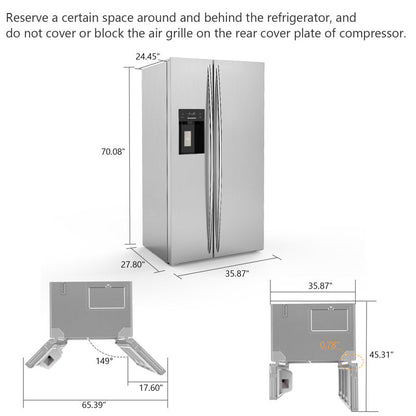 Réfrigérateur encastrable côte à côte de 91 cm (36 po) et de 566 litres (20,01 pi³) avec congélateur et machine à glaçons inclus 