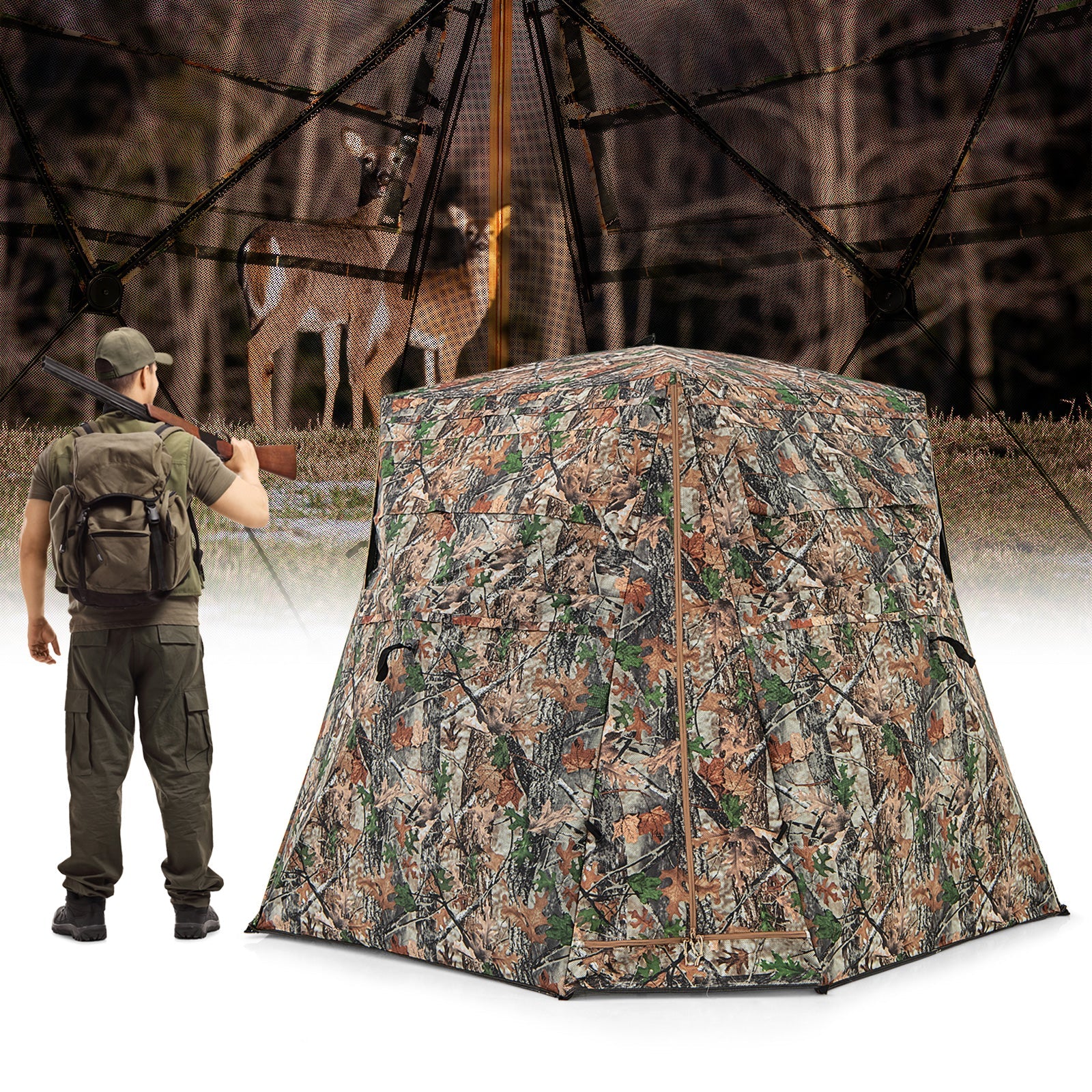 360° One Way See Through Ground Hunting Blind for Deer and Turkey Hunting - Tampa Home & Garden Store