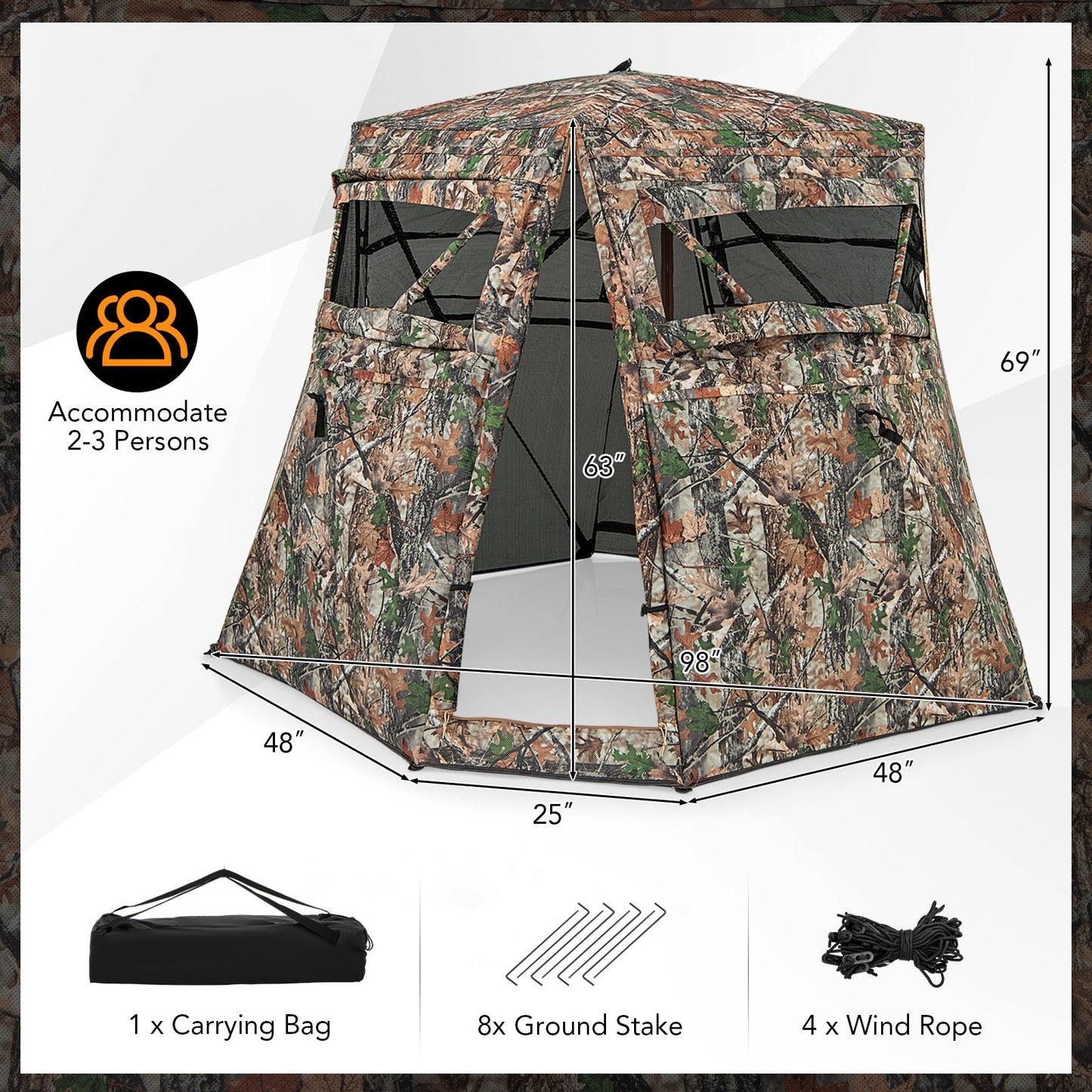 360° One Way See Through Ground Hunting Blind for Deer and Turkey Hunting - Tampa Home & Garden Store