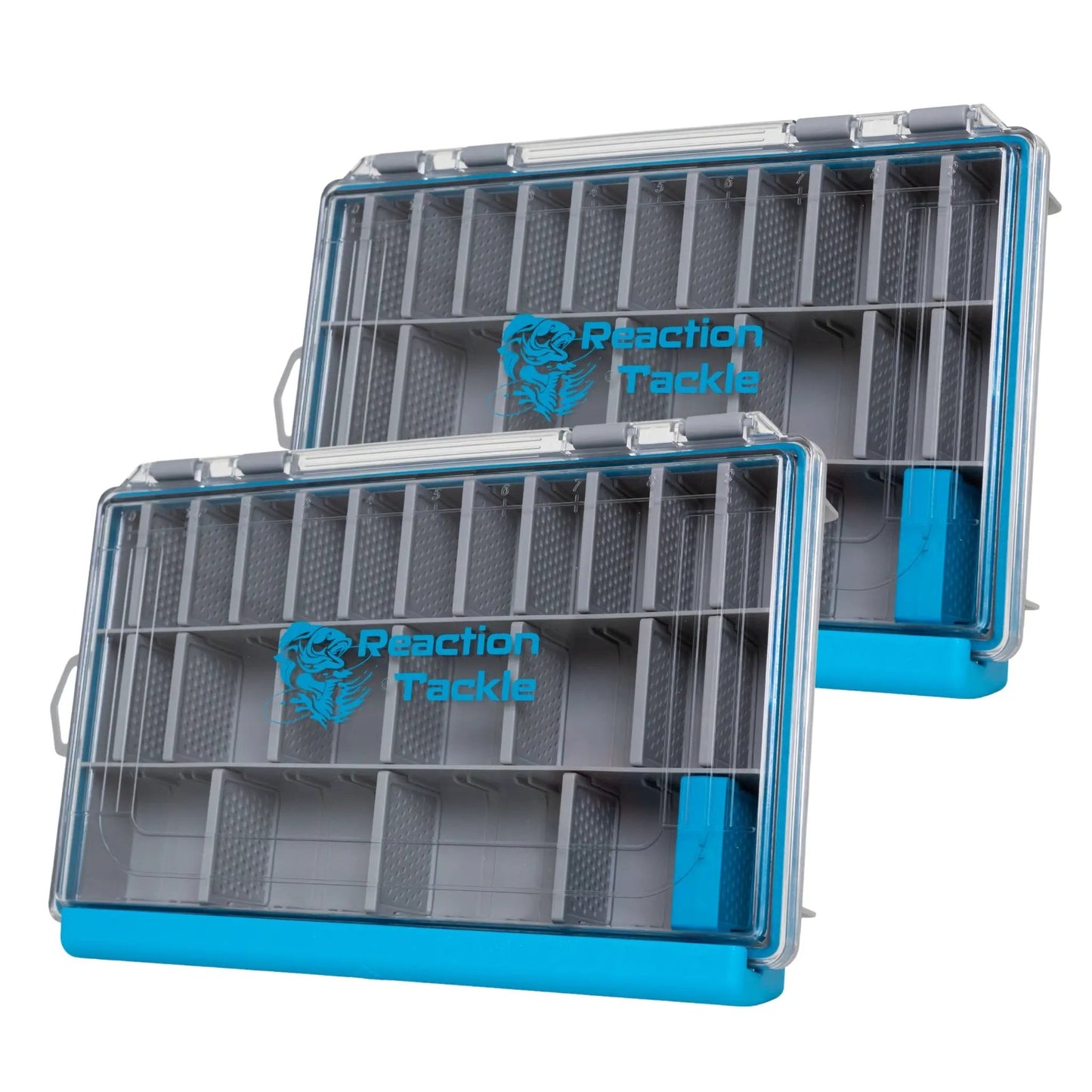 Reaction Tackle Ultra Elite Tray water resistant tackle tray with clear lid and blue base on Tampa Home & Garden Store