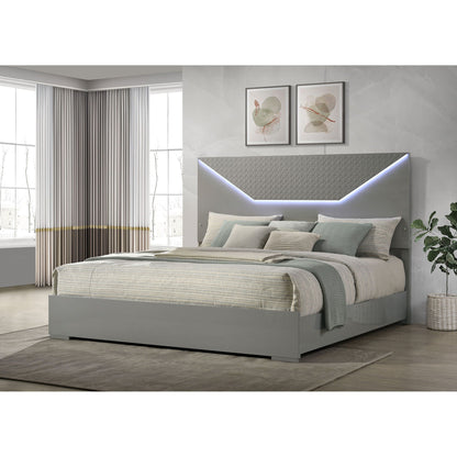 Pierce Panel Bed LED Headboard gray finish by HouseOfZazla on Tampa Home & Garden Store