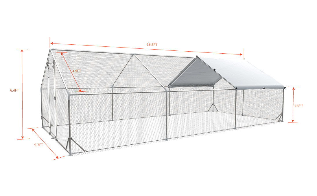 Large Metal Chicken Coop and Waterproof Cover