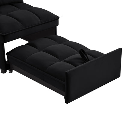 Single Velvet Sofa Bed with Storage Pockets