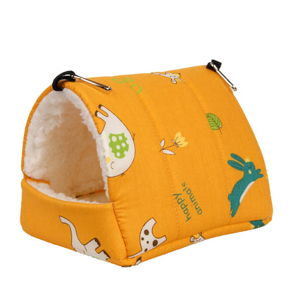 Parrot Cotton Pet Nest orange fabric with plush white lining and hanging hooks on Tampa Home & Garden Store