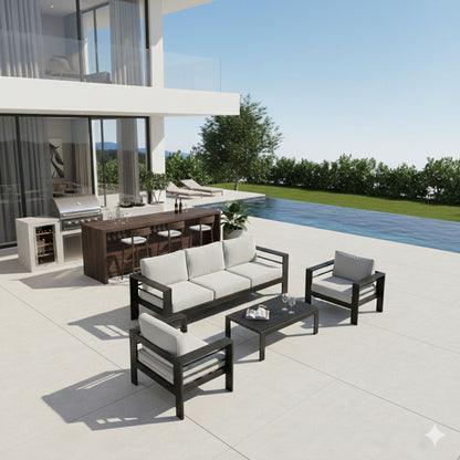 Outdoor Iron Patio Set With The Thick Cushions