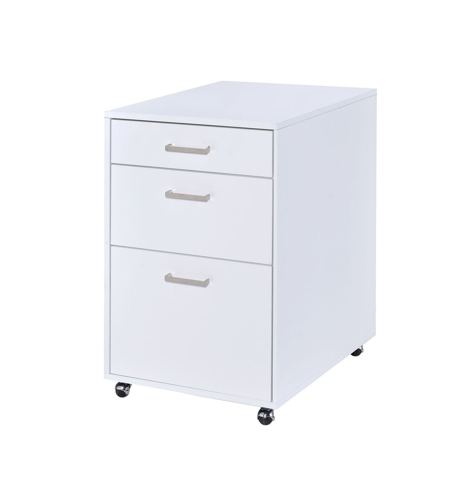 Coleen high gloss white 4-drawer filing cabinet with silver handles on casters by HouseOfZazla on Tampa Home & Garden Store