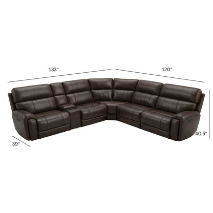 Brazil Power Sectional with adjustable headrest and footrest in brown leather by HouseOfZazla on Tampa Home & Garden Store