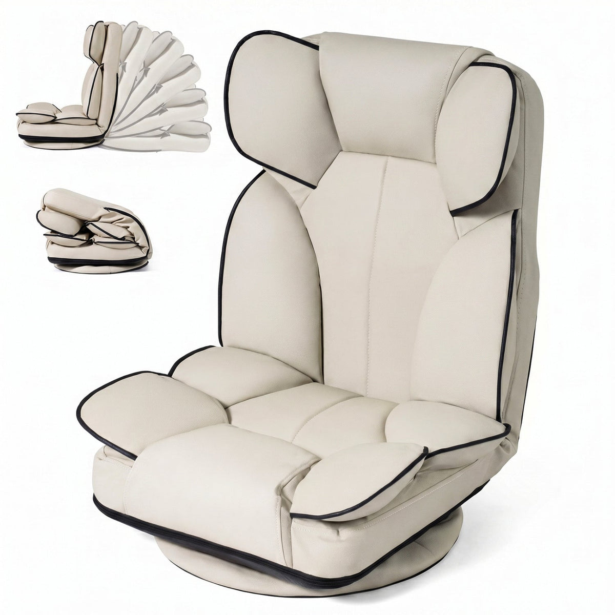 360 Degree Swivel Floor Gaming Chair by DirectDeals with beige sponge-filled cushions on Tampa Home & Garden Store