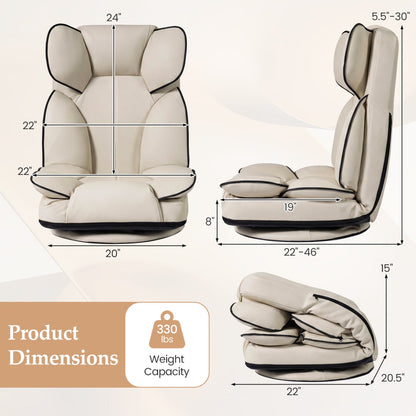360° Swivel Floor Gaming Chair DirectDeals, beige sponge-filled backrest, 6-position adjustable on Tampa Home & Garden Store