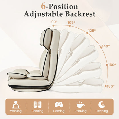 DirectDeals 360 Degree Swivel Floor Gaming Chair with 6-Position Backrest in beige on Tampa Home & Garden Store