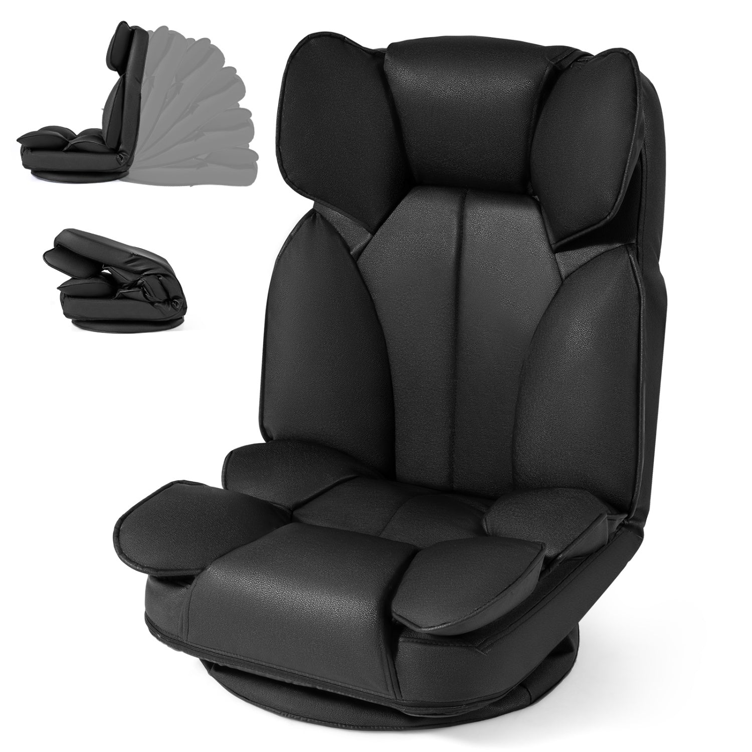 360 Degree Swivel Floor Gaming Chair black leatherette with 6-position backrest DirectDeals on Tampa Home & Garden Store