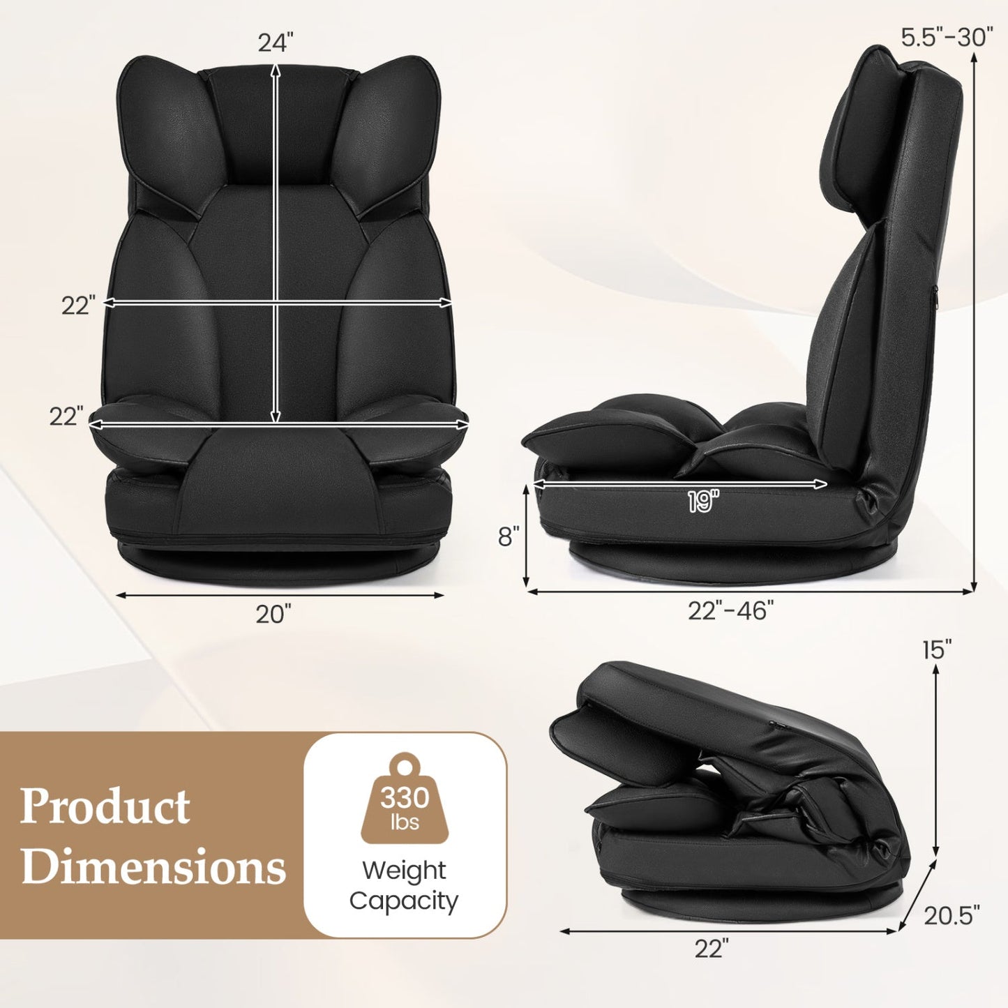 DirectDeals 360-Degree Swivel Gaming Chair with 6-Position Backrest, black sponge cushions on Tampa Home & Garden Store