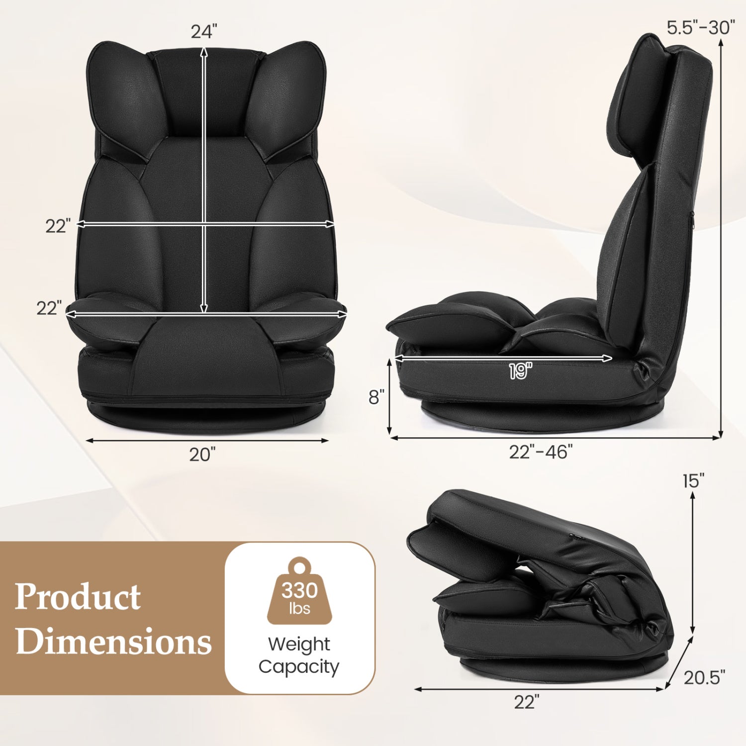 DirectDeals 360-Degree Swivel Gaming Chair with 6-Position Backrest, black sponge cushions on Tampa Home & Garden Store