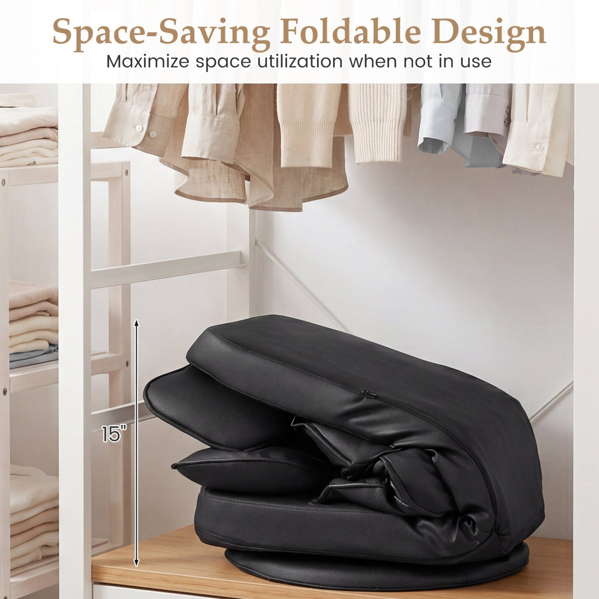 360 Degree Swivel Floor Gaming Chair by DirectDeals, black leather cushions with sponge filling on Tampa Home & Garden Store