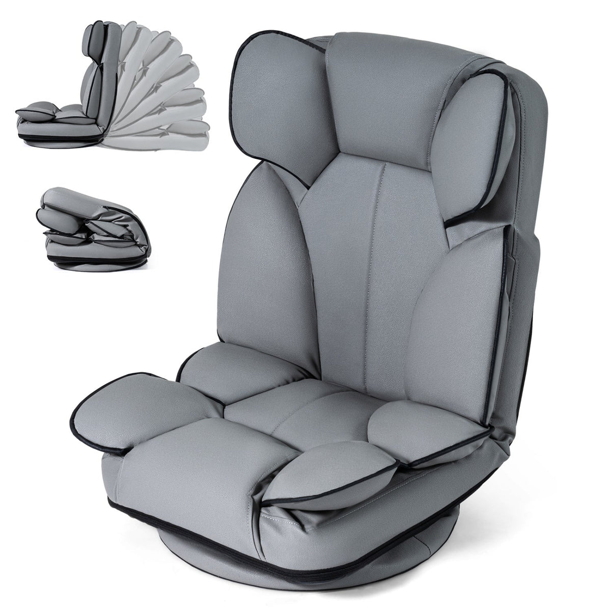 360° Swivel Gaming Chair DirectDeals gray faux-leather with sponge filling and 6-pos backrest on Tampa Home & Garden Store