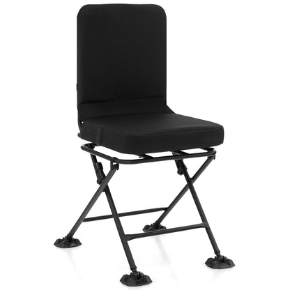 Swivel folding camp chair with backrest and padded cushion in black on Tampa Home & Garden Store