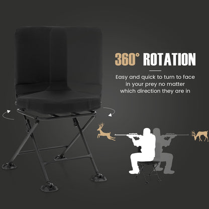 Swivel folding chair with backrest and padded cushion, GemGear black camp furniture on Tampa Home & Garden Store