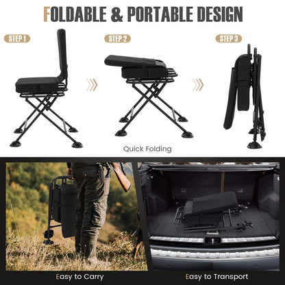 GemGear swivel folding camp chair with backrest and padded cushion in black, quick folding on Tampa Home & Garden Store