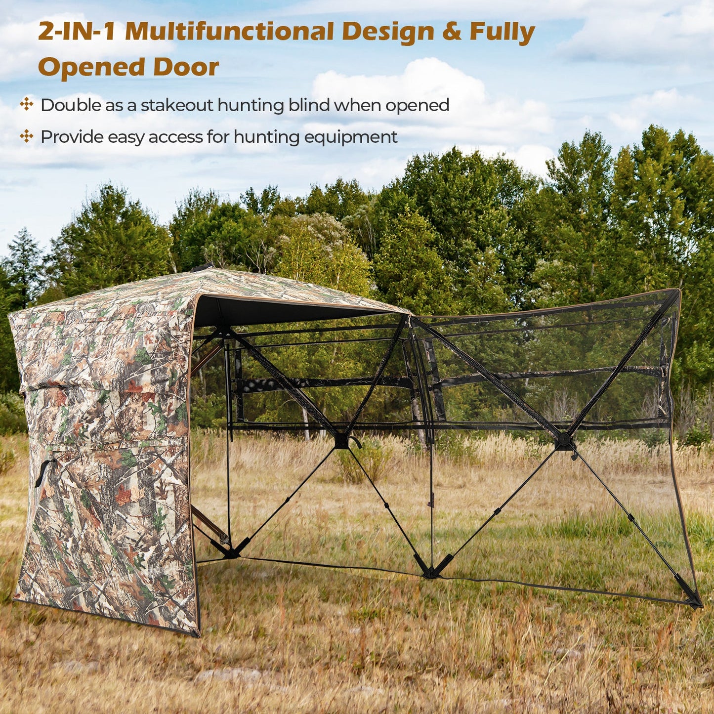 360° One Way See-Through hunting ground blind by GemGear with camo fabric carry bag on Tampa Home & Garden Store