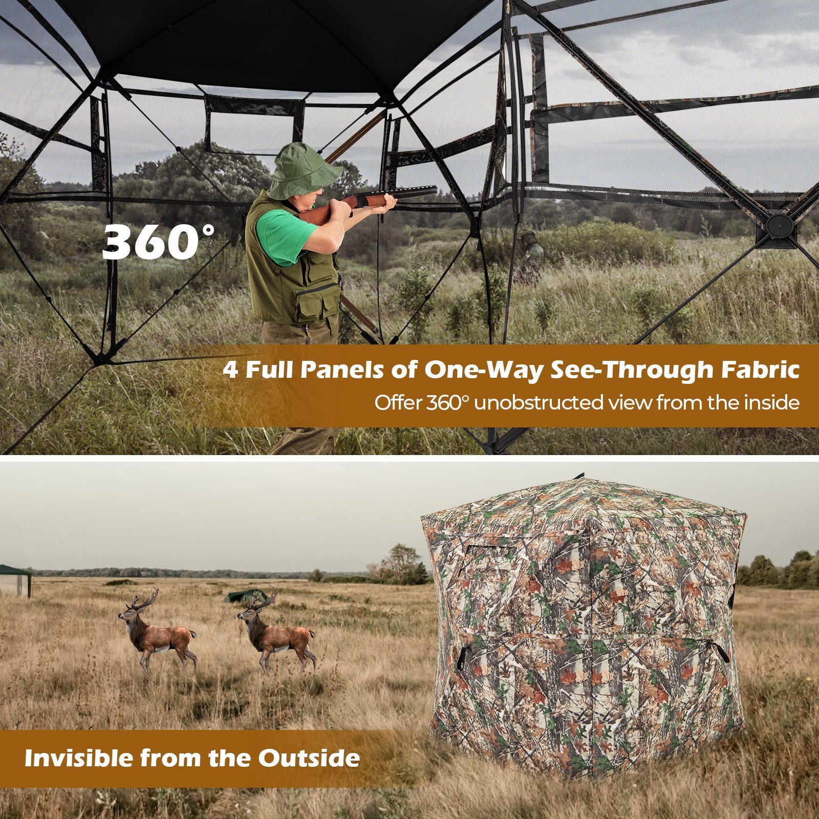 360° One-Way See-Through Hunting Blind inside camo ground blind frame GemGear on Tampa Home & Garden Store