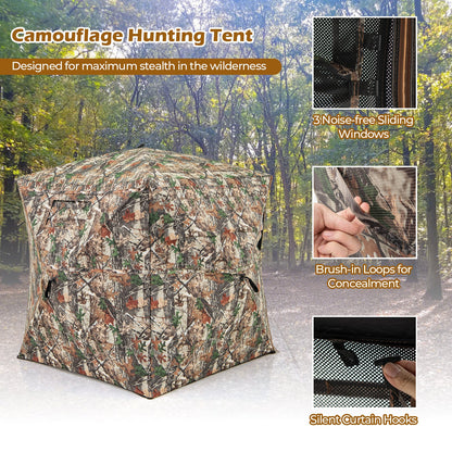 GemGear 360° See-Through Ground Blind in leaf camo with carrying bag on Tampa Home & Garden Store